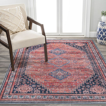 Dalyan Geometric Medallions Washable Area Rug